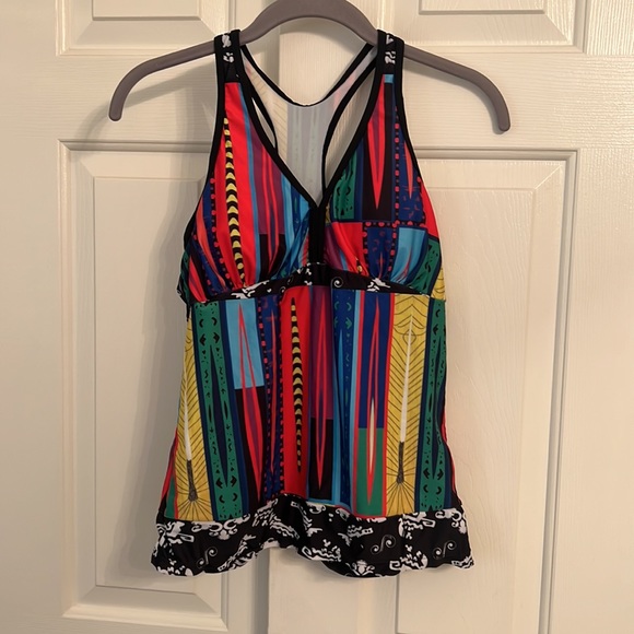 U30- 2 Large Tankini Tops: 1) Hula Honey Halter 2) Unbranded Racerback - Picture 8 of 14